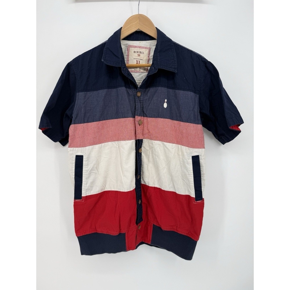 BOWLING‎ PIN DECIBEL XL REGULAR FIT 100% COTTON NAVY, RED & WHITE PATRIOTIC